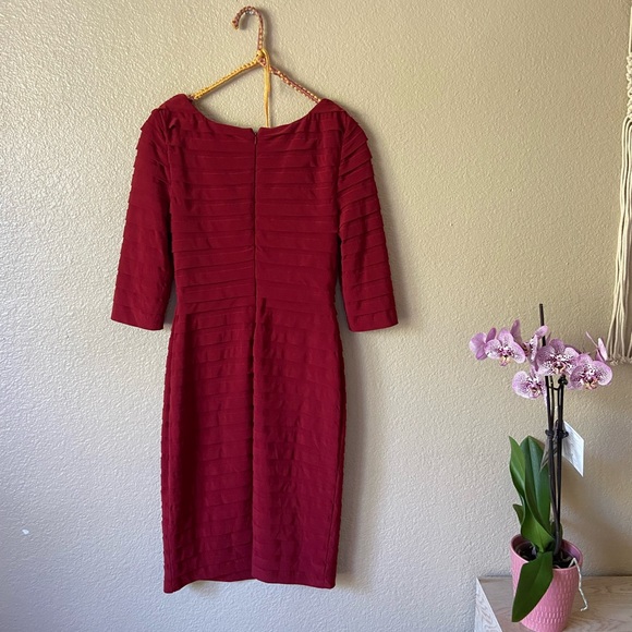 Red wine color slim fit dress-size 6- brand: Adriana Papell. - Picture 2 of 3